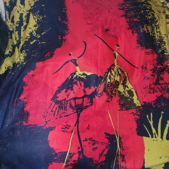 Melanie Lyne Abstract Red, Yellow and Blue Scarf - Picture 2 of 3